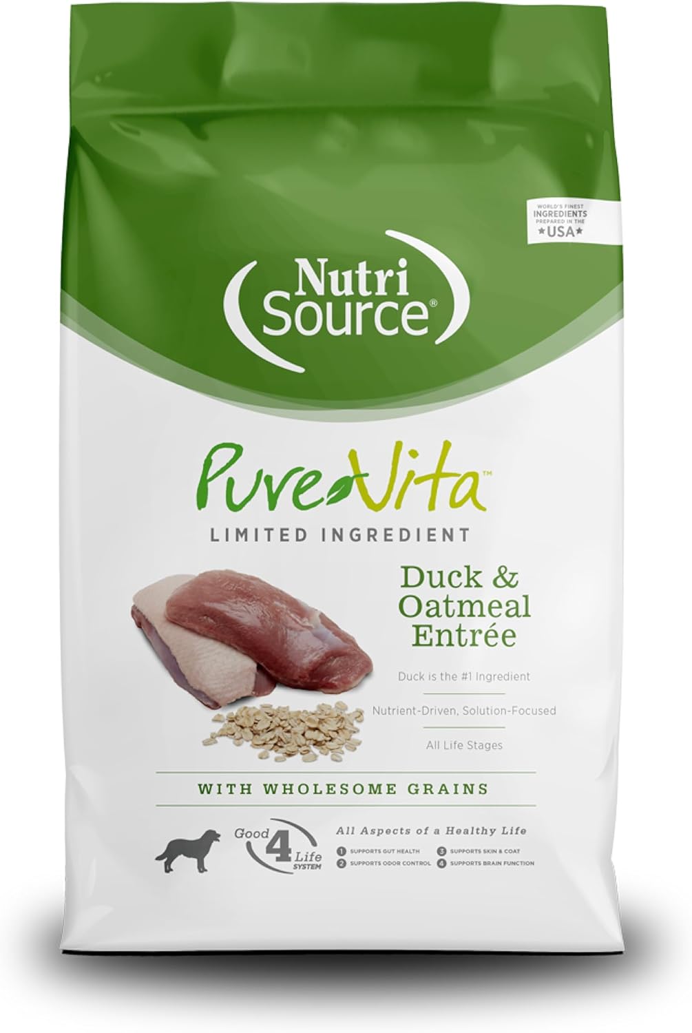 NutriSource PureVita Duck And Oatmeal Entree with Wholesome Grains Dry Dog Food - 5 lbs