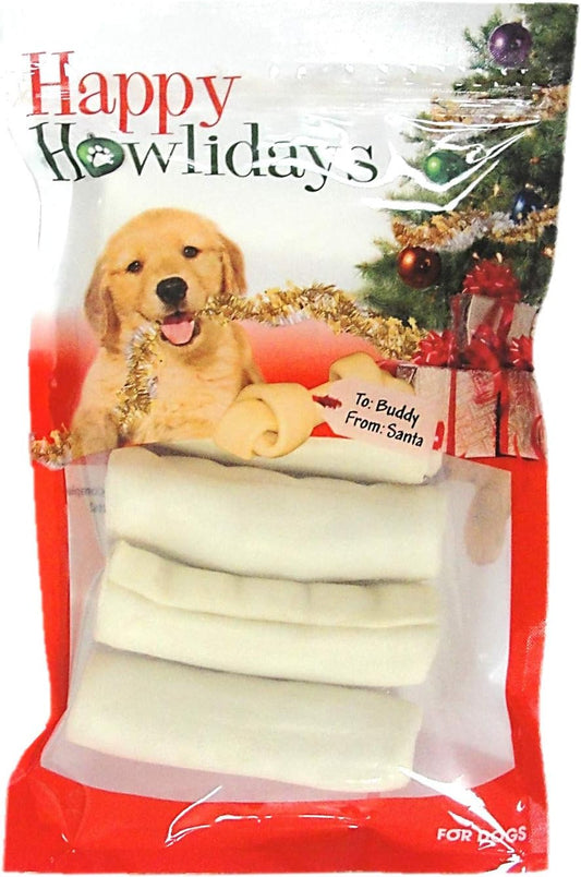 Pet Factory Happy Howlidays American Beefhide Rolls 6pk 4-5"