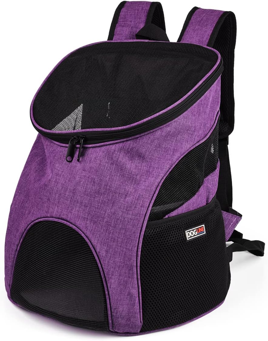 DOGLINE Pet Carrier Pack (Front or Back)  Bag - Purple (Medium)