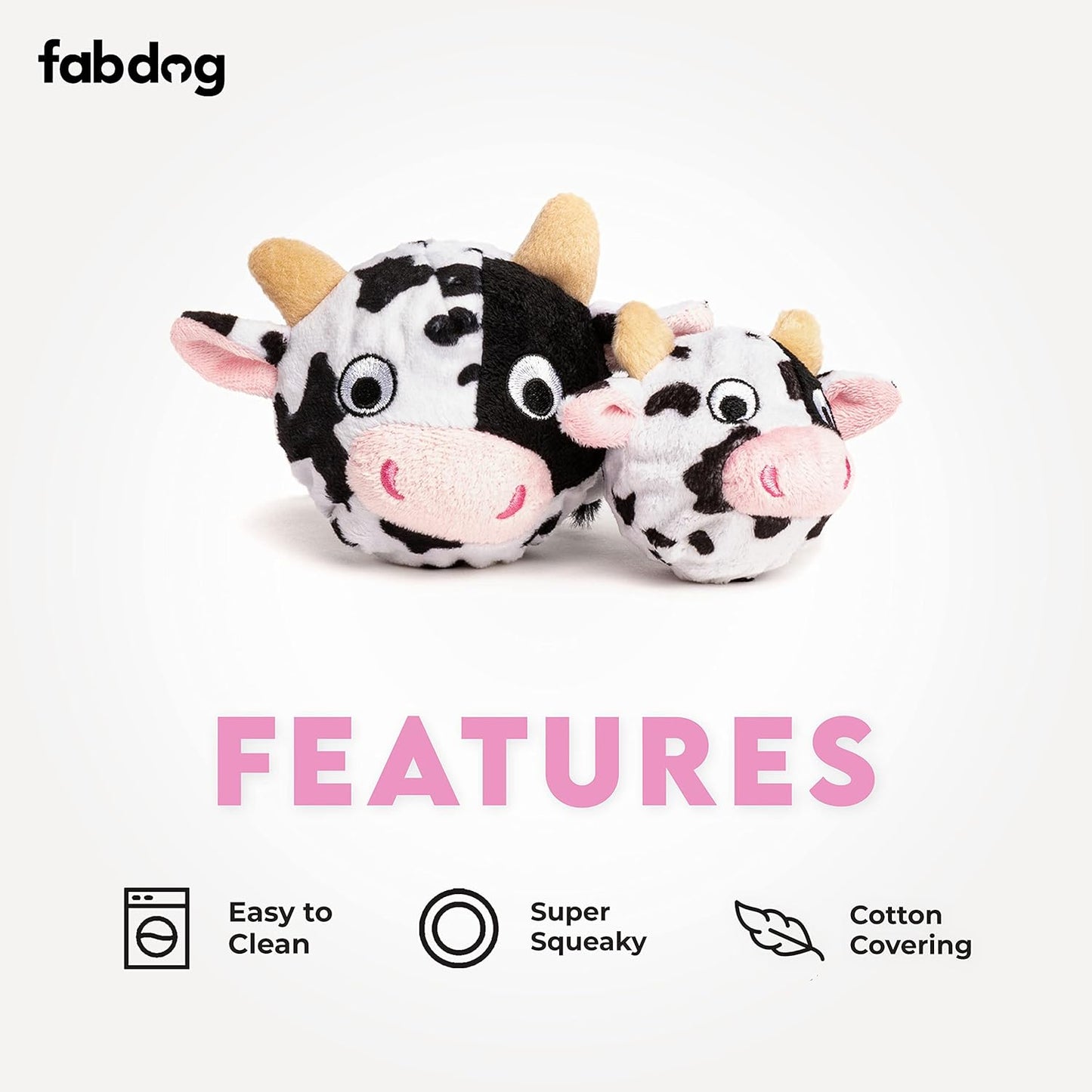 fabdog Cow faball Squeaky Dog Toy (Medium)