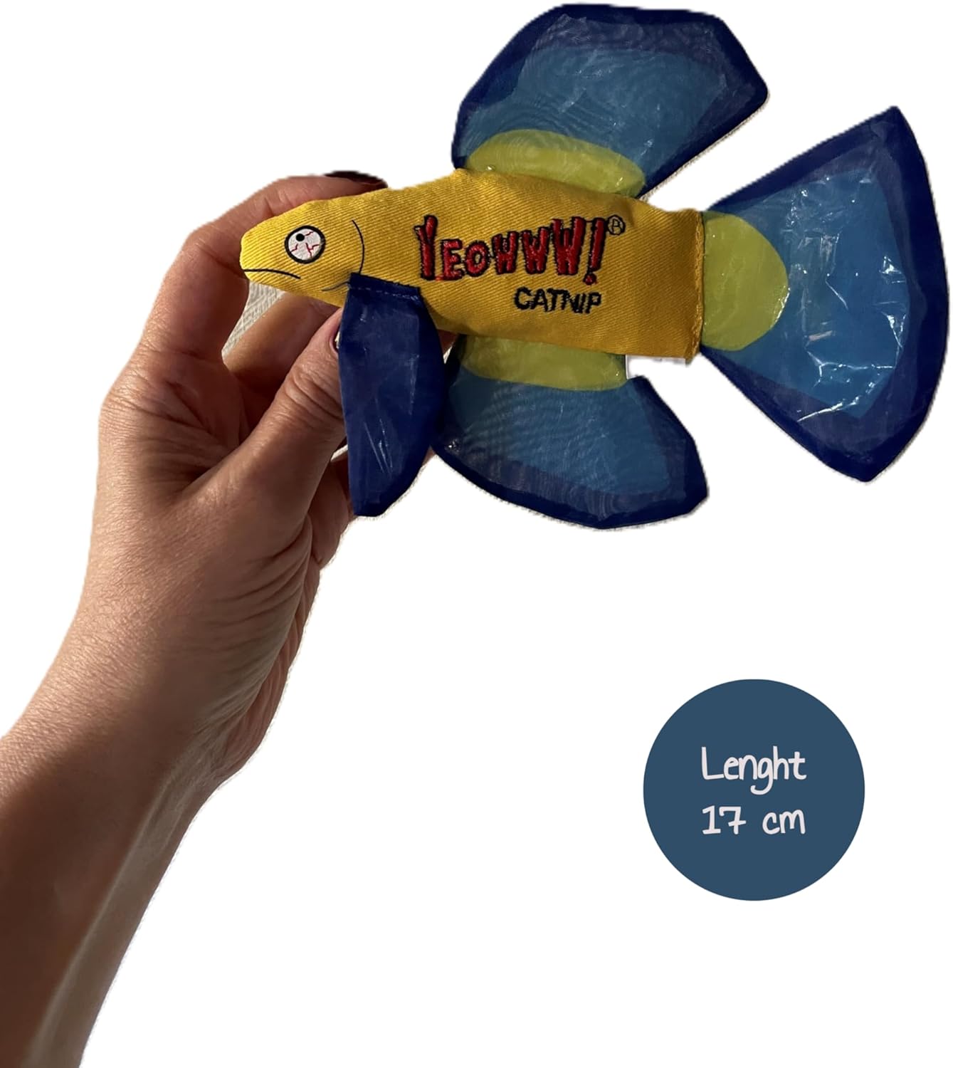 Yeowww! Mo Betta Fish Catnip Filled Cat Toy - Blue