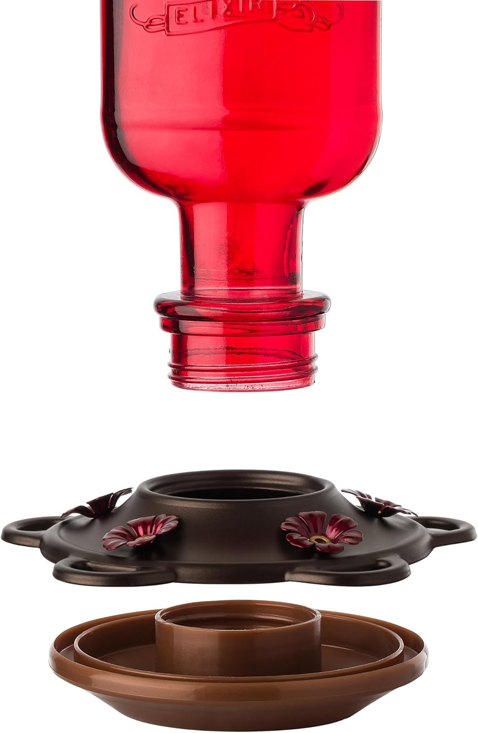 More Birds Red Elixir Vintage Glass Medicine Bottle Hummingbird Feeder - 13 oz