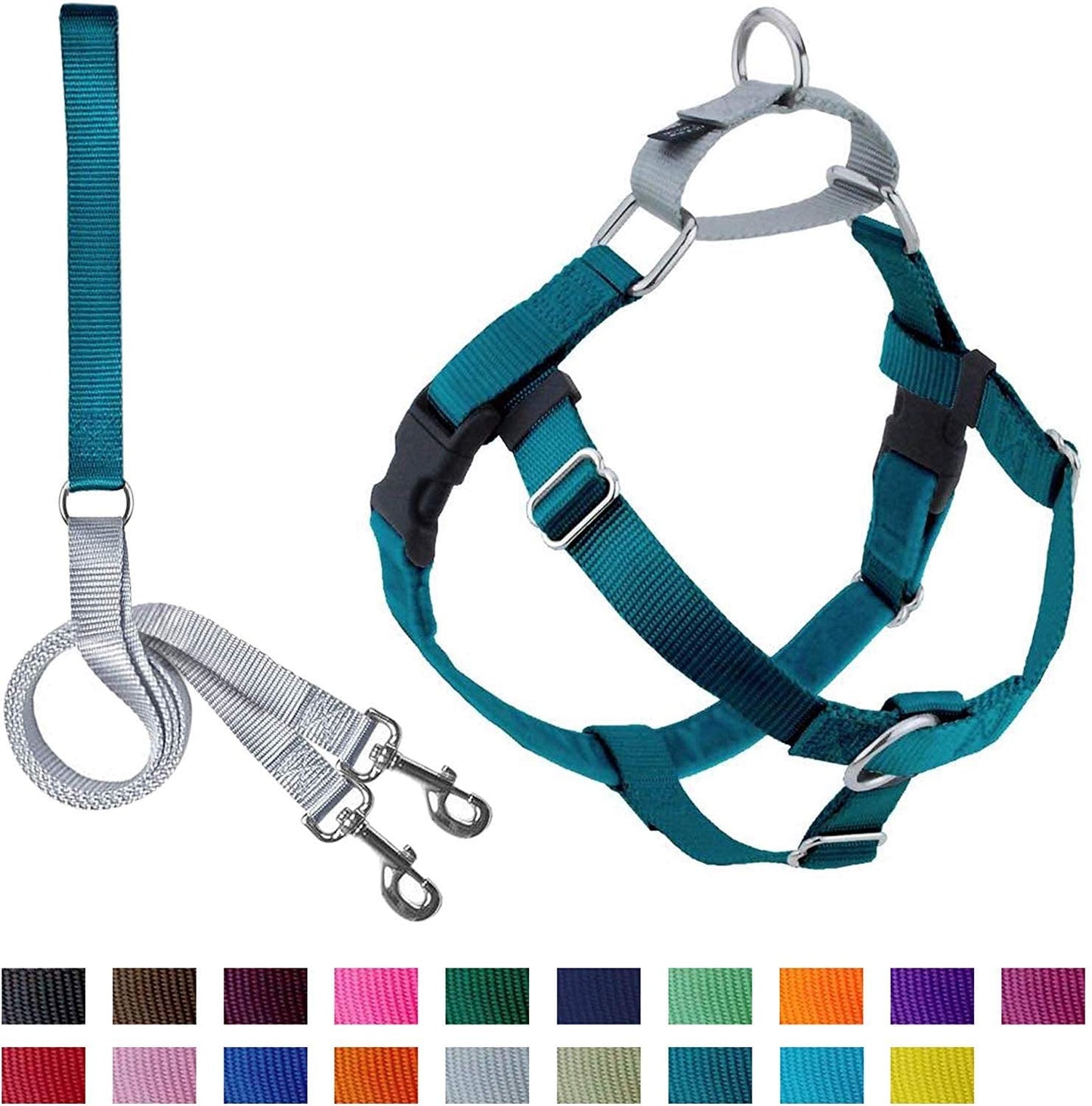 2 Hounds Design Freedom No-Pull Dog Harness and Leash (Large 1") (Teal)