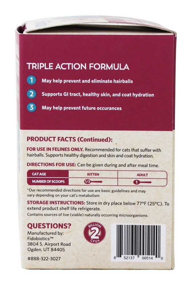 Fidobiotics - Meowbiotics Hairball Buster Powder for Cats with Probiotics 2 Billion CFU Smoked Fish Chowdah Flavor - 30 Serving(s)