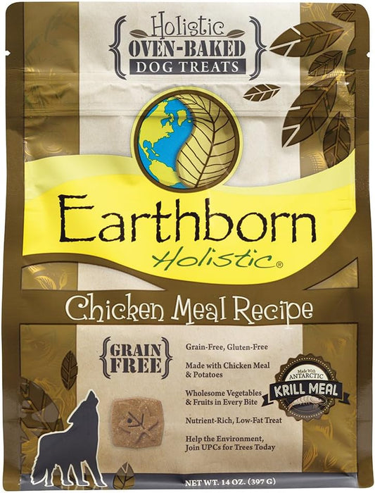 Earthborn Holistic Chicken Meal Recipe Grain-Free Oven Baked Biscuits Dog Treats - 14 oz