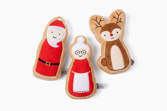 Midlee Vintage Christmas Plush Stick Dog Toys- Pack of 3