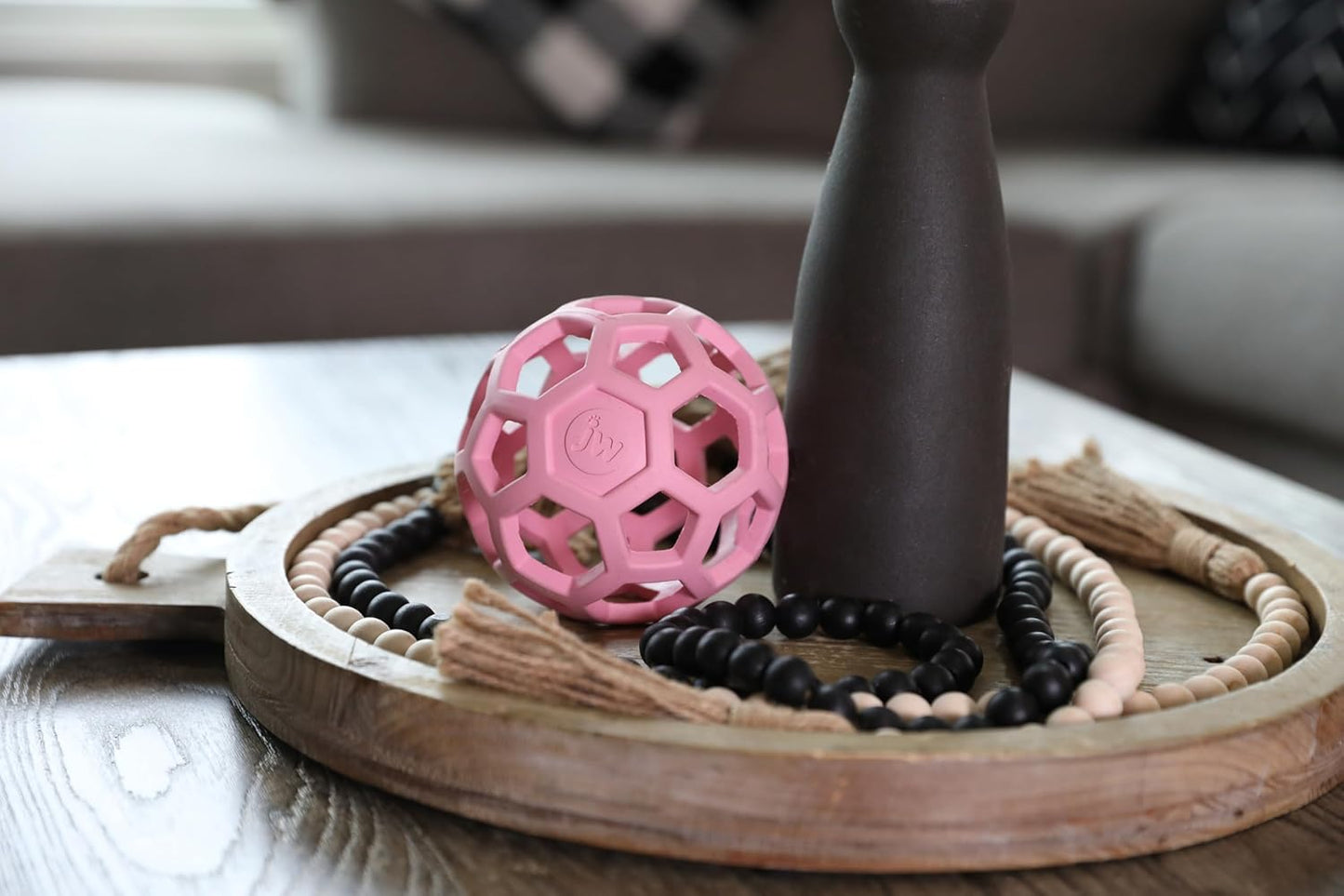 JW Pet Hol-ee Roller Rubber Dog Toy - Medium(4.5" Diameter) Pink