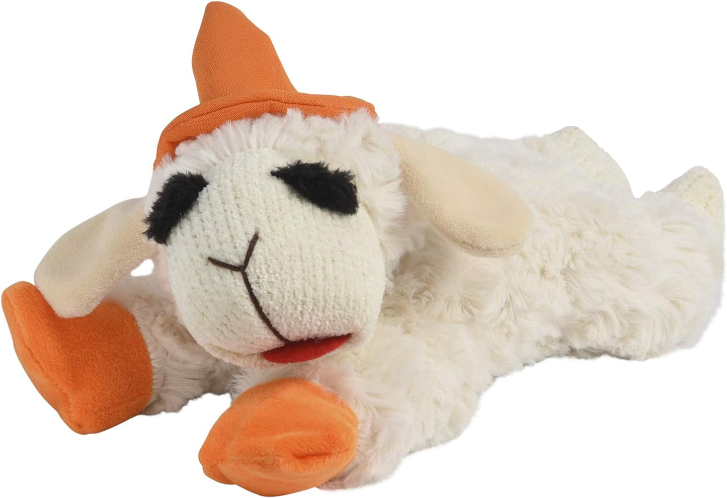 Multipet Lamb Chop with Witch Hat 10.5" - White- One Toy- Assorted Color