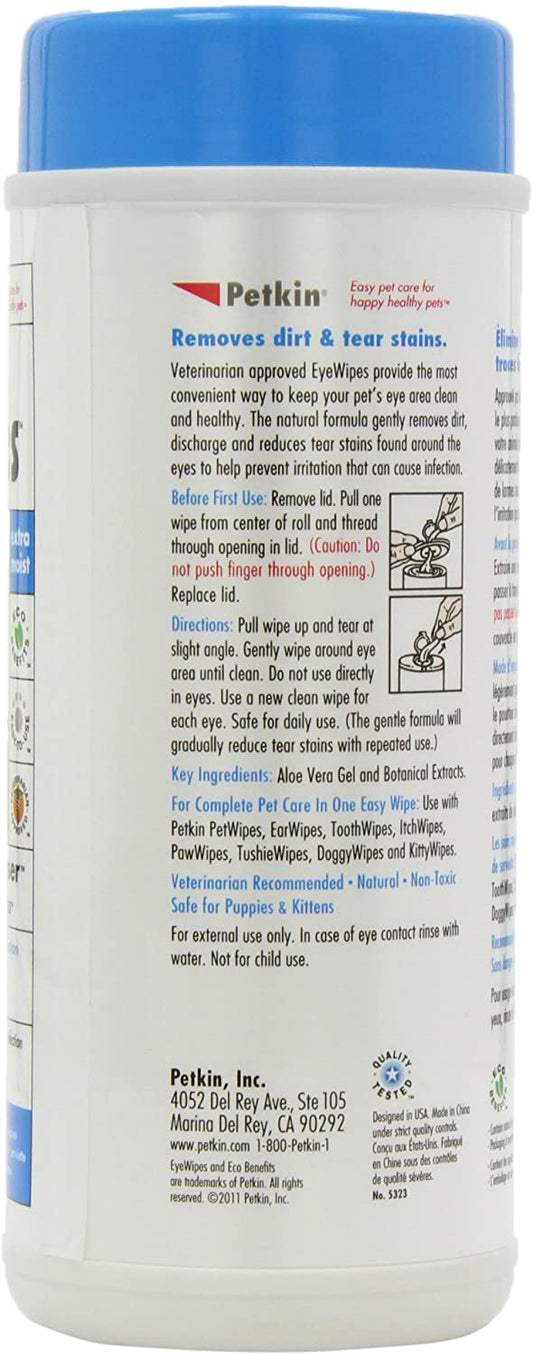 Petkin Jumbo Eyewipes 80 count