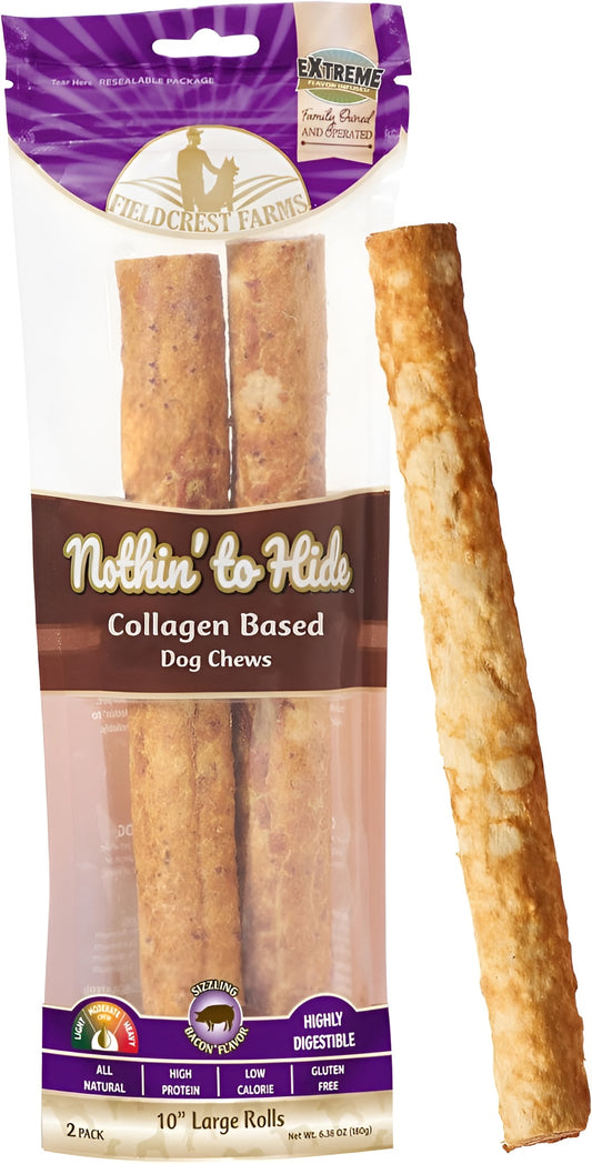 Fieldcrest Farms Nothin' to Hide 10" Bagels Bacon Flavor Premium Dog Chew - 6.38 oz(Pack of 2)
