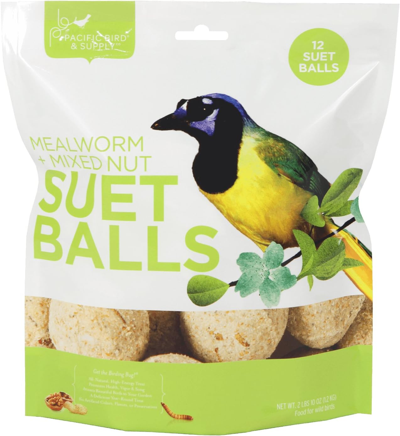 Pacific Bird & Supply Co Mealworm + Mixed Nut Suet Balls (12 Pack)