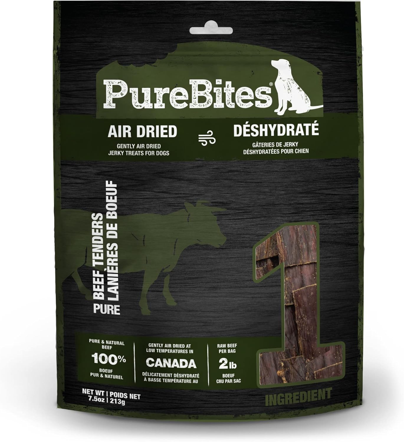 PureBites Beef Jerky Dog Treats, 1 Ingredient, 7.5oz