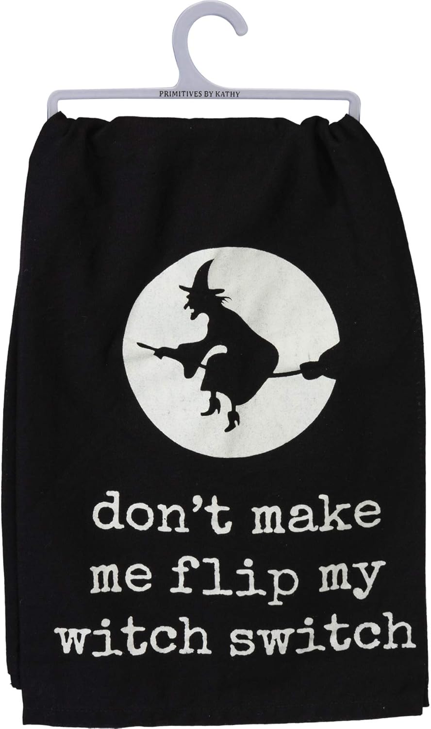 Primitives By Kathy Don't Make Me Flip My Witch Switch Kitchen Towel - 28" x 28"