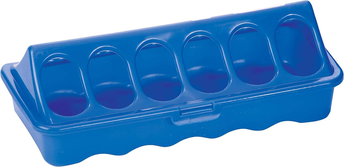Double-Tuf Ground Chick Plastic Ground Poultry Feeder - Blue