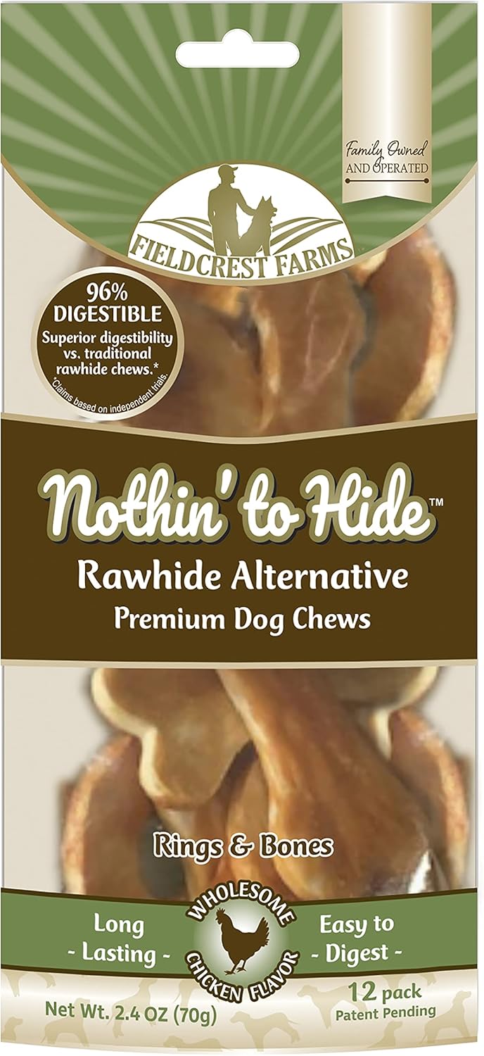 Fieldcrest Farms Nothin' To Hide Rings & Bones Dog Chews Chicken Flavor -12pk