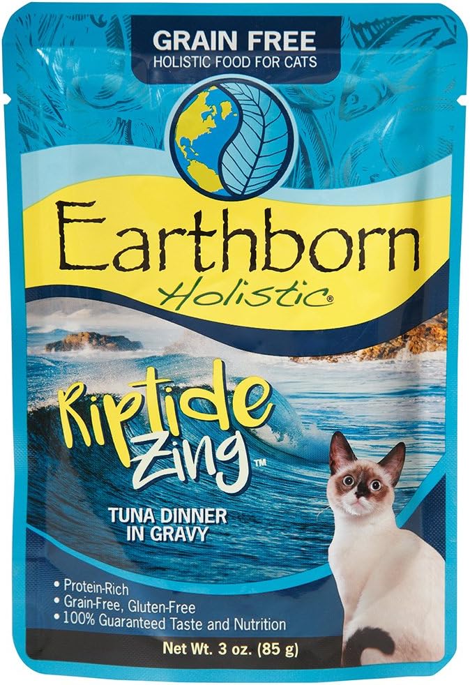 Earthborn Holistic Riptide Zing with Tuna & Gravy Grain-Free Wet Cat Food Pouches - (3 oz) Pack of 24