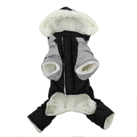 Doggie Design Ruffin It Dog Snowsuit Harness (Black & Grey, X-Small)