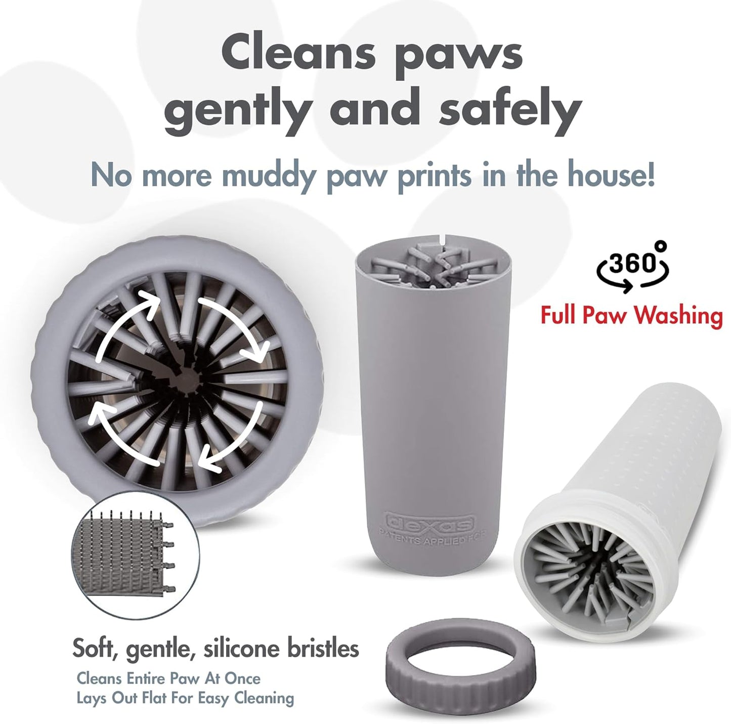 Dexas MudBuster Portable Dog Paw Cleaner - Large Gray