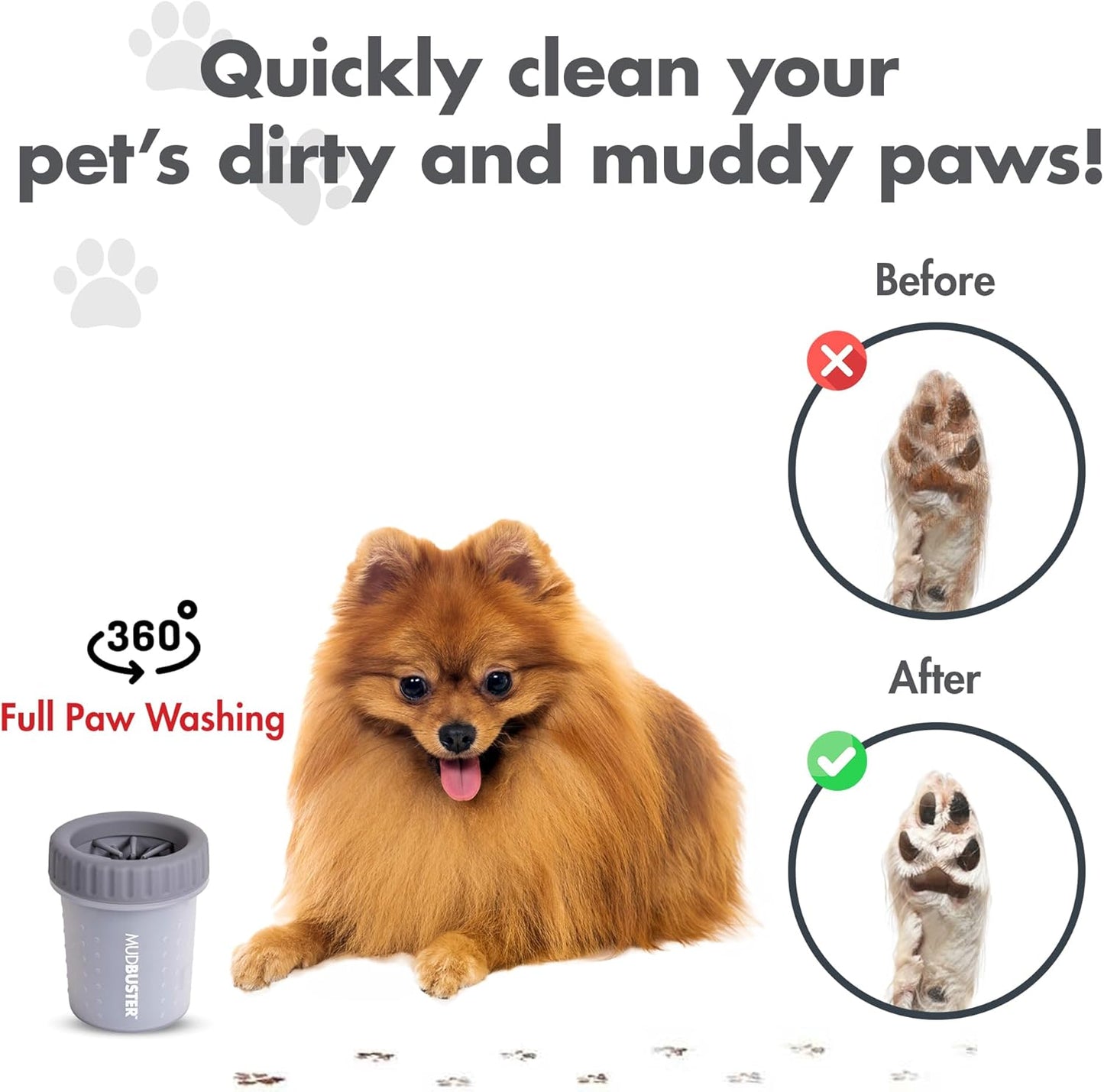 Dexas MudBuster Portable Dog Paw Cleaner - Large Gray