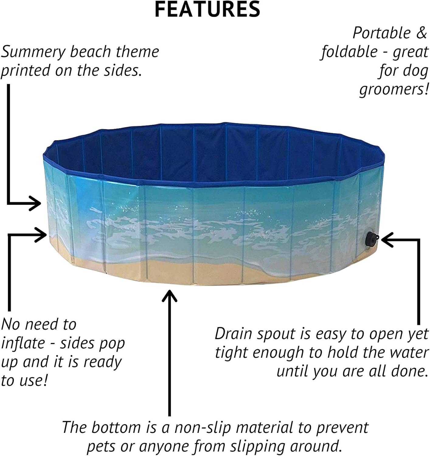 Midlee Dog Pool - Foldable & Portable Outdoor Bathing Tub …