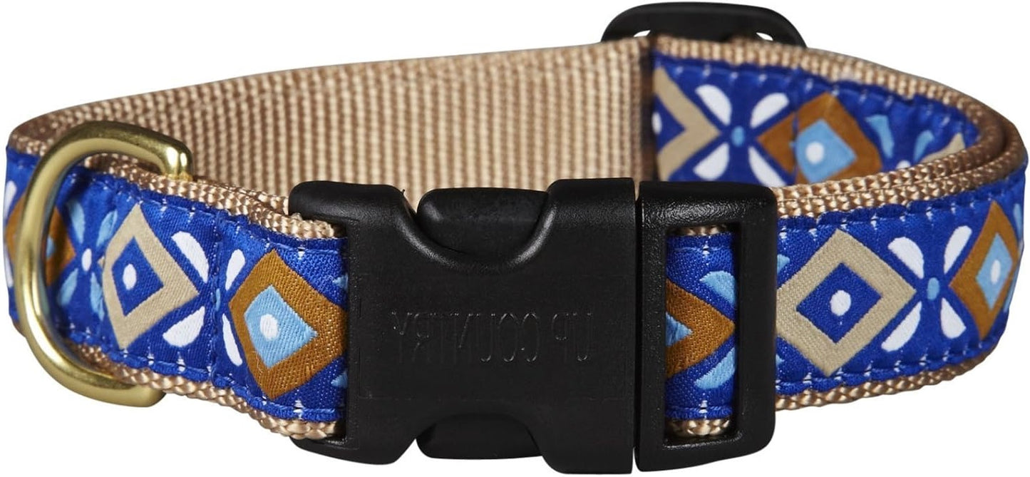 Up Country Aztec Blue Dog Collar - Medium