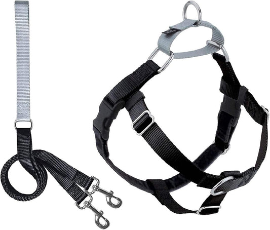 2 Hounds Design Freedom No-Pull Dog Harness Training Package (5/8") XSmall, Black