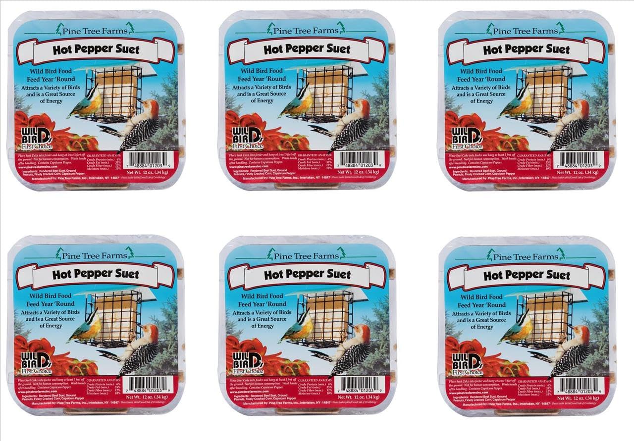 Pine Tree Farms Hot Pepper Suet Cake 12Oz- 6Pack