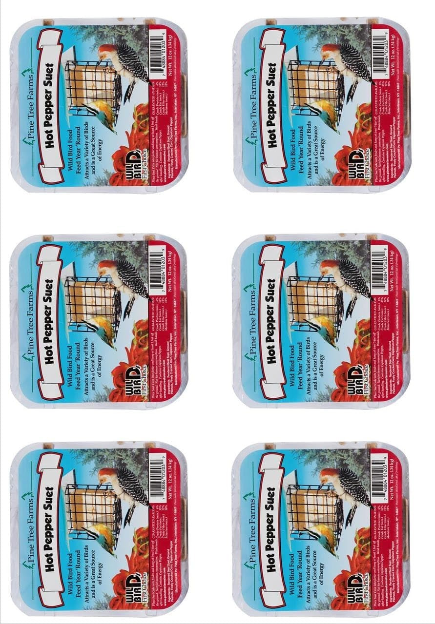 Pine Tree Farms Hot Pepper Suet Cake 12Oz- 6Pack