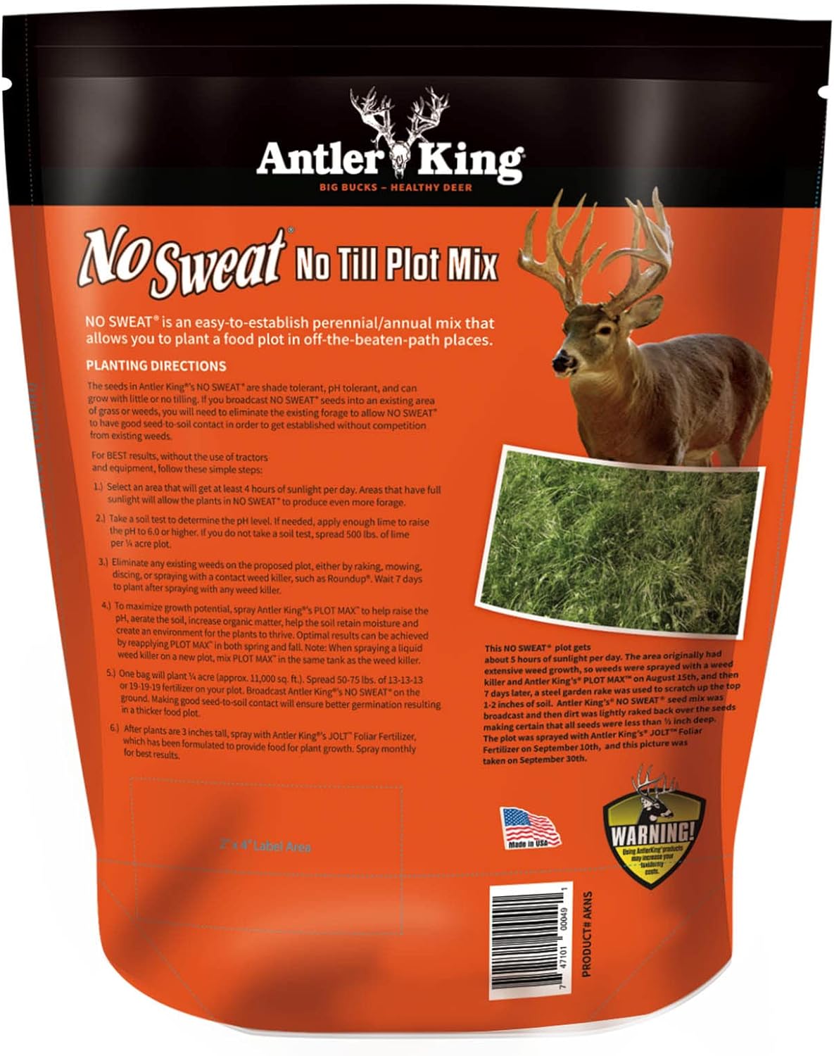 Antler King No Sweat No Till Plot Mix Deer Food (Plants 1/4 Acre) -4.5 LB