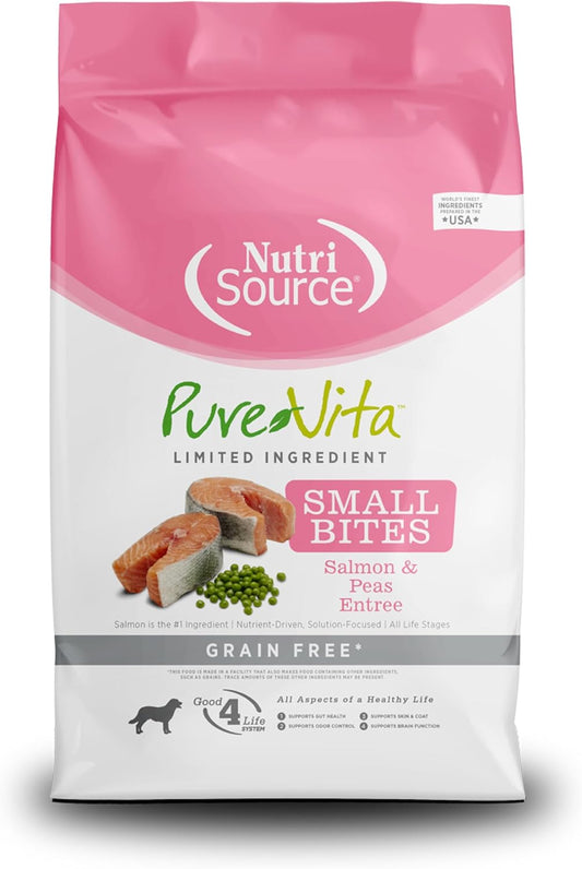 NutriSource PureVita Grain Free Small Bites Salmon and Peas Entree Dry Dog Food - 15 lbs