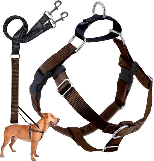 2 Hounds Design Freedom No-Pull Dog Harness Training Package, Medium (1" wide), Brown