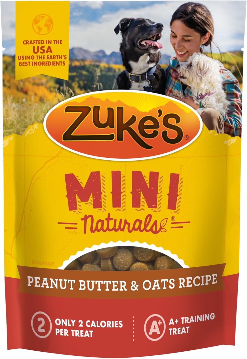 Zukes Mini Naturals Dog Treats - Peanut Butter & Oats Recipe- 1lb