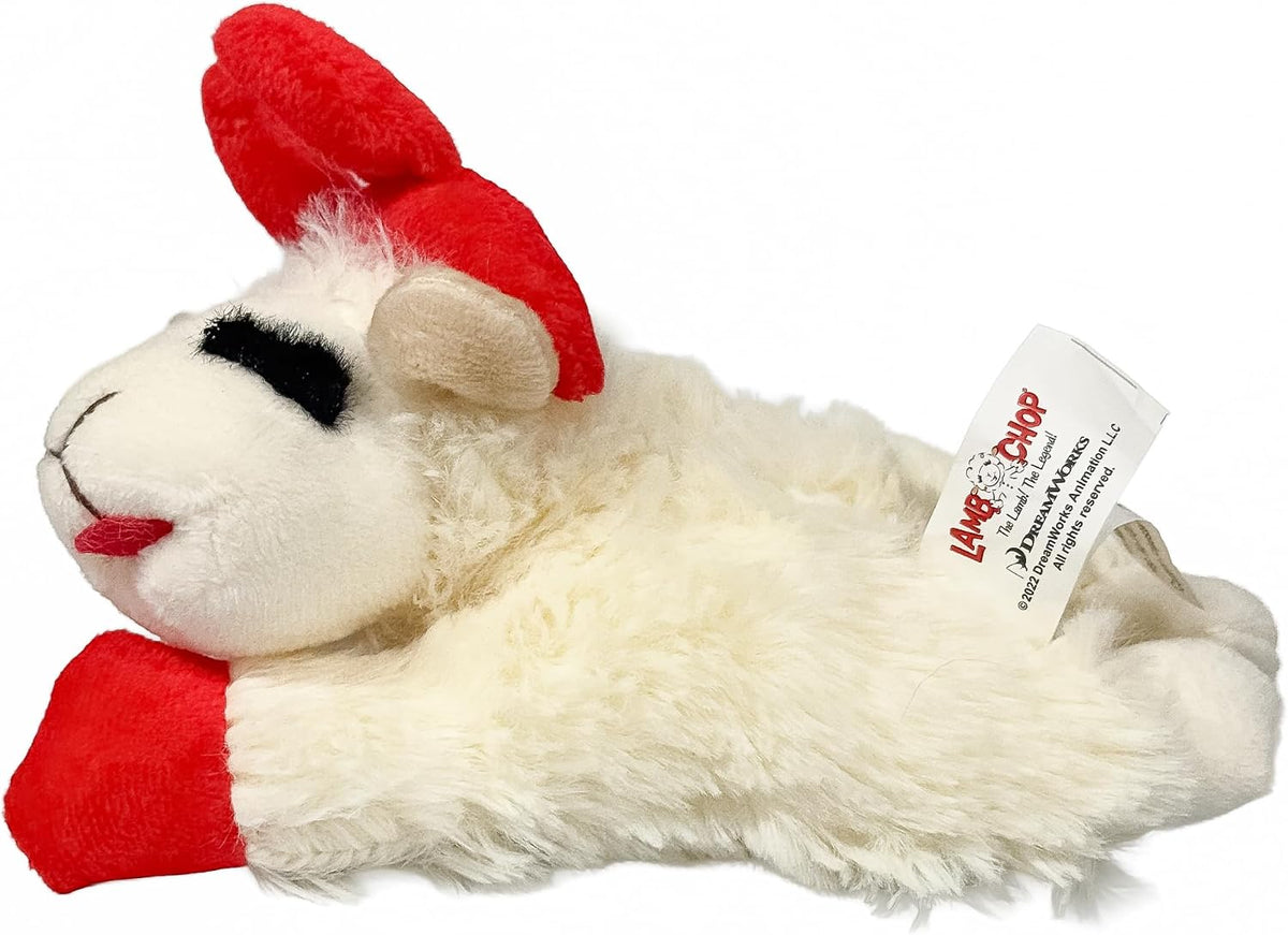 Multipet 6" Halloween Lamb Chop with Devil Horn Headband Plush Dog Toy, Squeaky Dog Toy