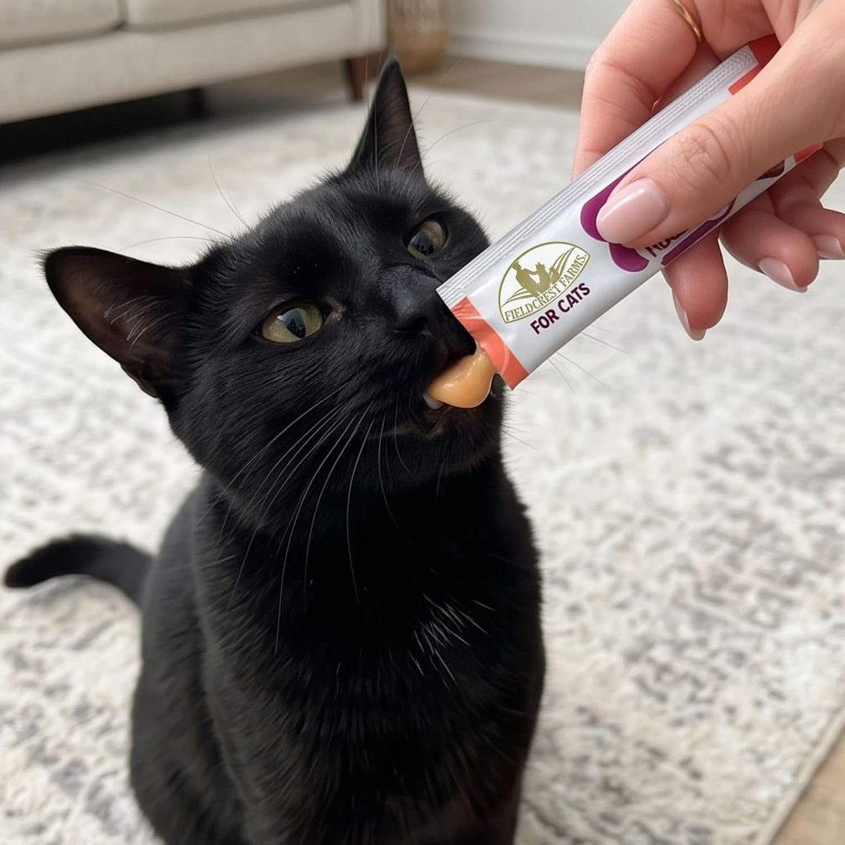 Fieldcrest Farms Creamy Cat Purées, Salmon Flavor, Smooth and Tasty Lickable Cat Treats with Taurine, Moist & Hydrating,Food Topper, 21 Count in Pack
