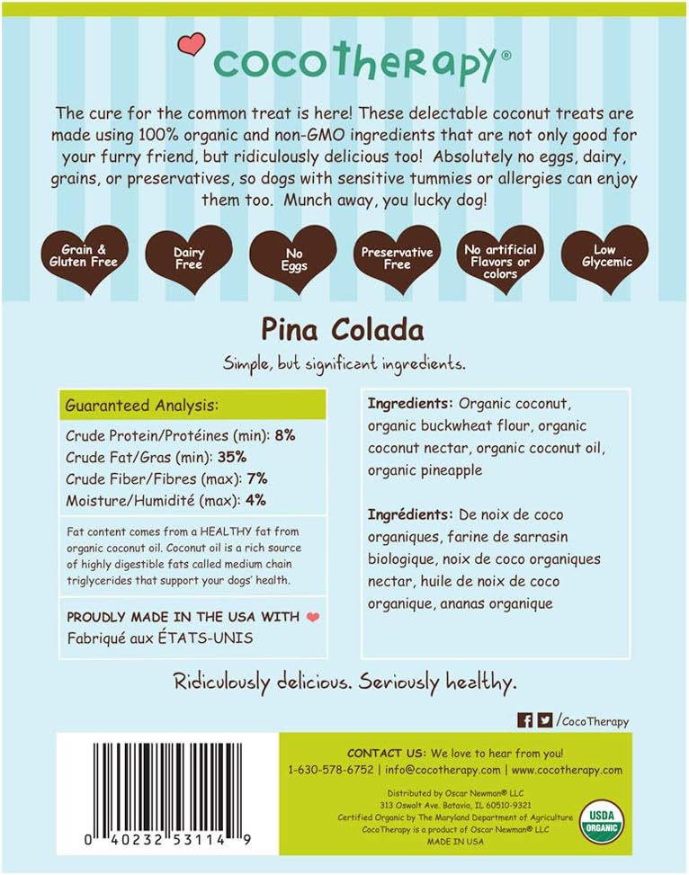 Cocotherapy Pure Hearts Coconut Cookies – Pina Colada (Pineapple Coconut), (1 Pouch), 5 Oz.