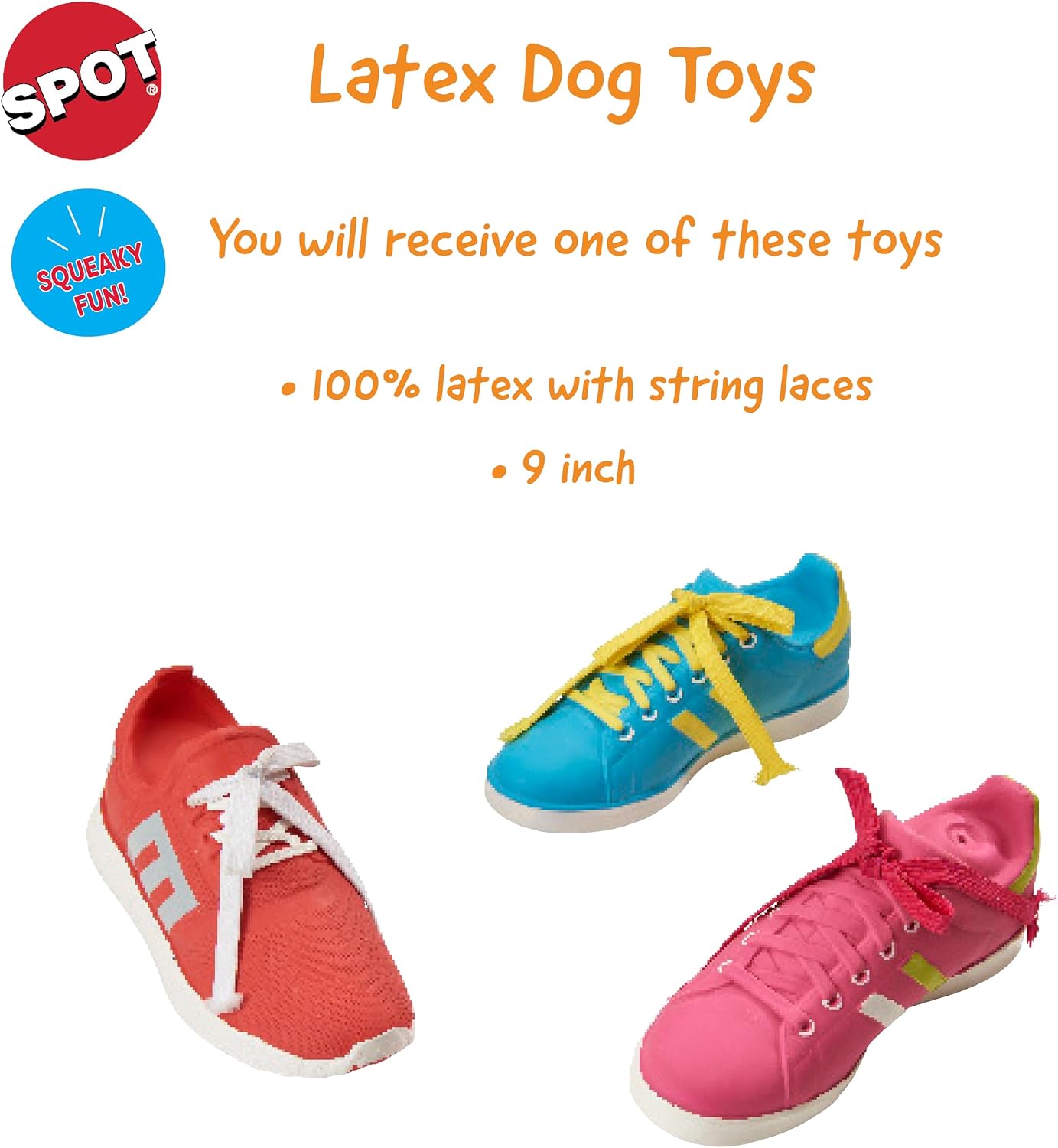 Ethical Spot Latex Shoes with String Laces - One Toy-  Assorted Colors 9"