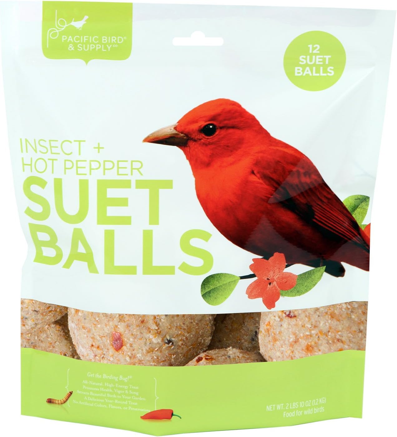 Pacific Bird & Supply Co Insect + Hot Pepper Suet Balls PB-0100 (12 Pack)