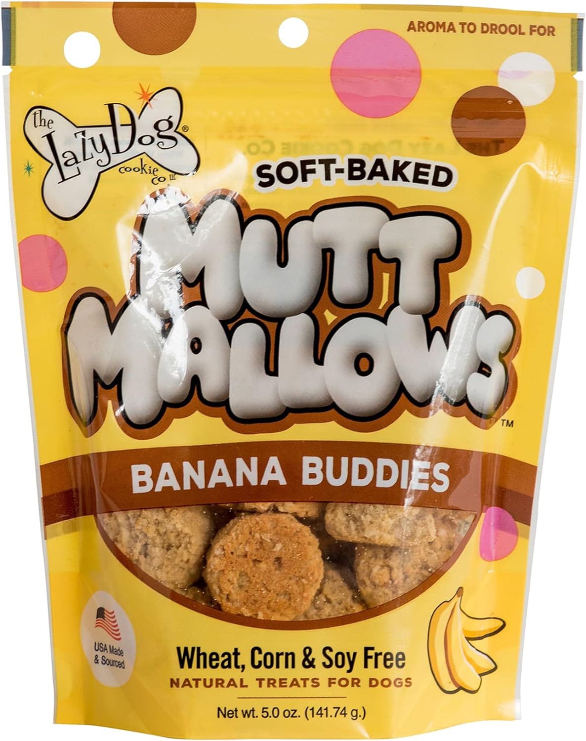 The Lazy Dog Cookie Co. Mutt Mallows Banana Buddies Soft-Baked Dog Treats, 5 oz.