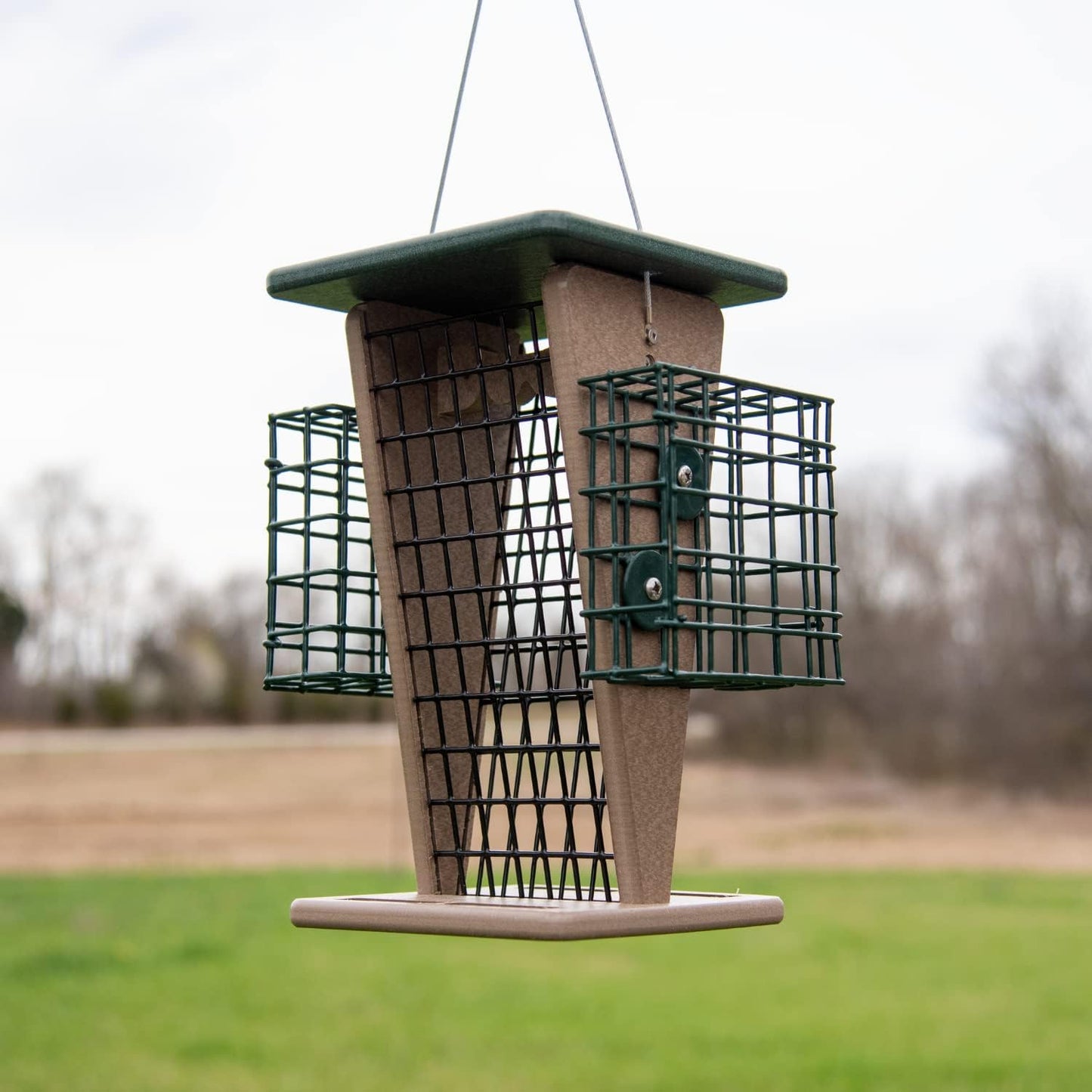 America's Favorite Green/Tan 2-In-1 Raw Peanut And Suet Feeder (9.96" X 9.96" X 14.04")