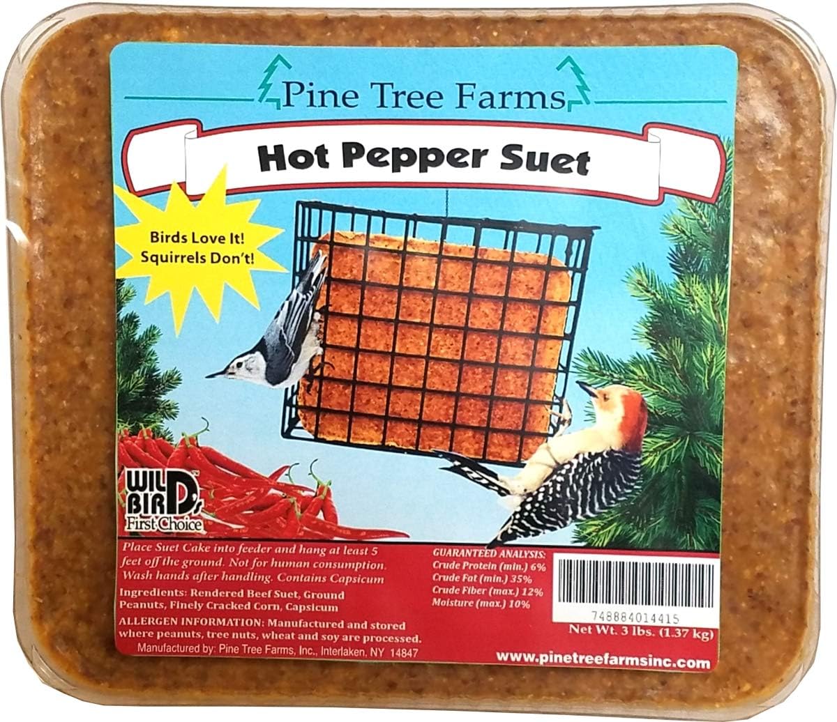 Pine Tree Farms 1441 Hot Pepper Suet Cake Bird-Food-Formula, 3Lb
