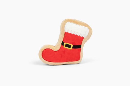 Midlee Santa Boot Sugar Cookie Dog Toy