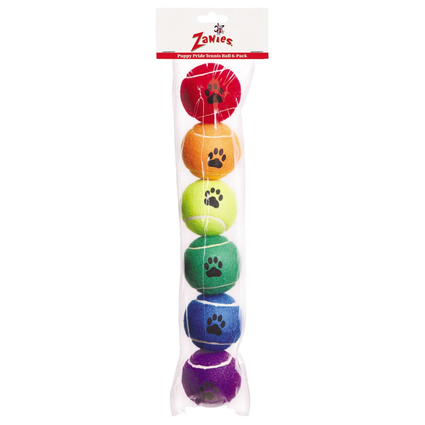 Zanies Puppy Pride Tennis Balls for Dogs, 6-Pk 2.5-Inch Diameter Tennis Balls Match the Rainbow Pride Flag Colors