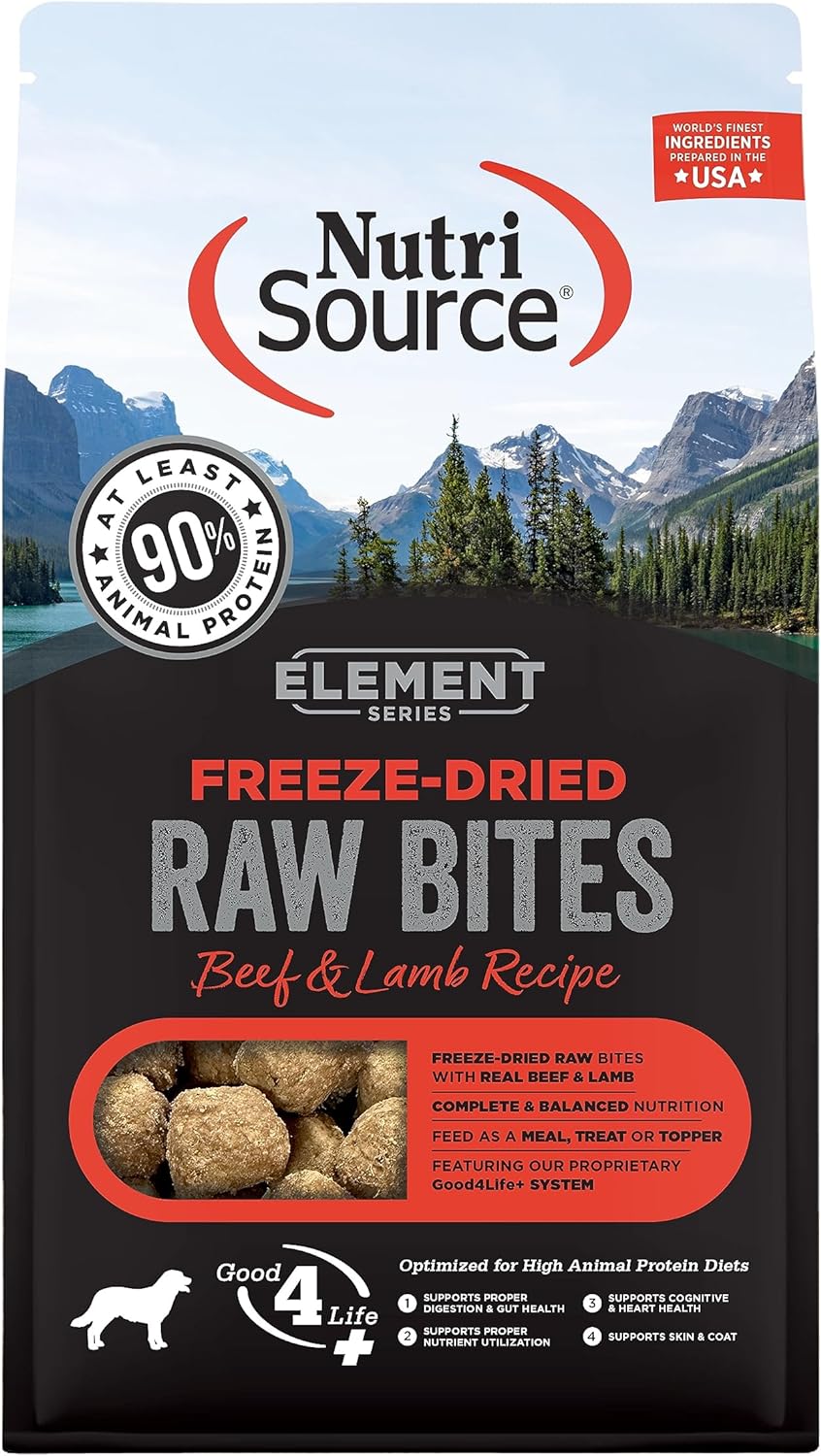 NutriSource Element Series Beef and Lamb Freeze Dried Raw Bites Dog Food - 10 Ounce