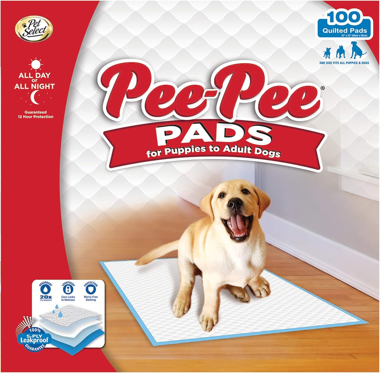 Four Paws Pee Pee Puppy Pads Standard - 100 Pack - (22"L x 22"W)