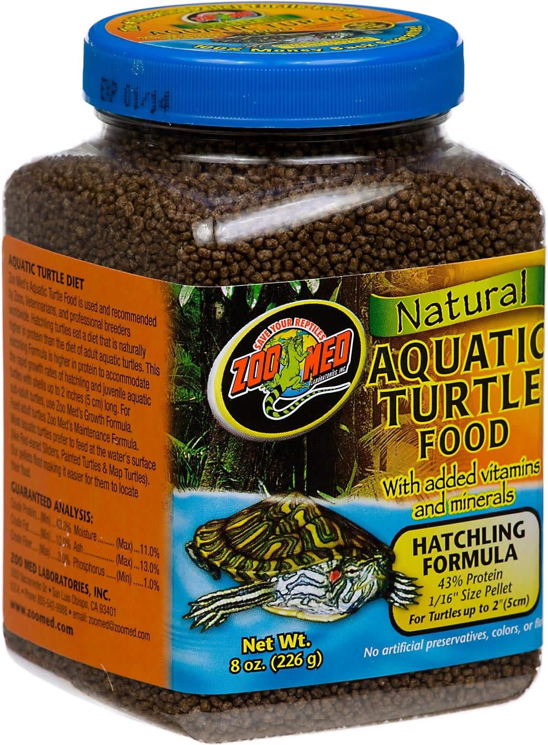 Zoo Med Natural Aquatic Turtle Food - Hatchling Formula (Pellets) - 8 oz