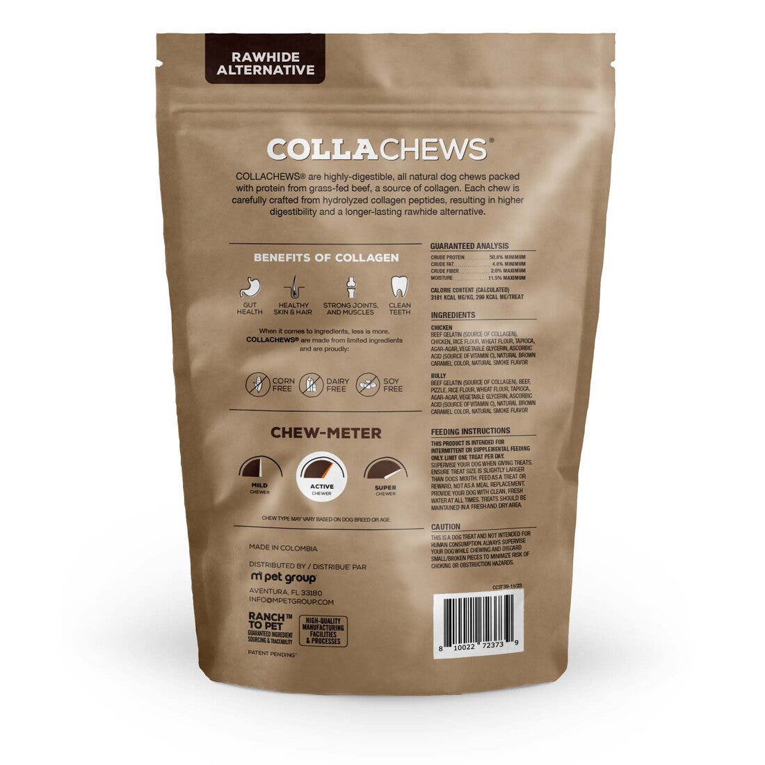 CollaChews Chicken & Bully Rawhide Free 9" Variety Pack Dog Treat - 8 Pack