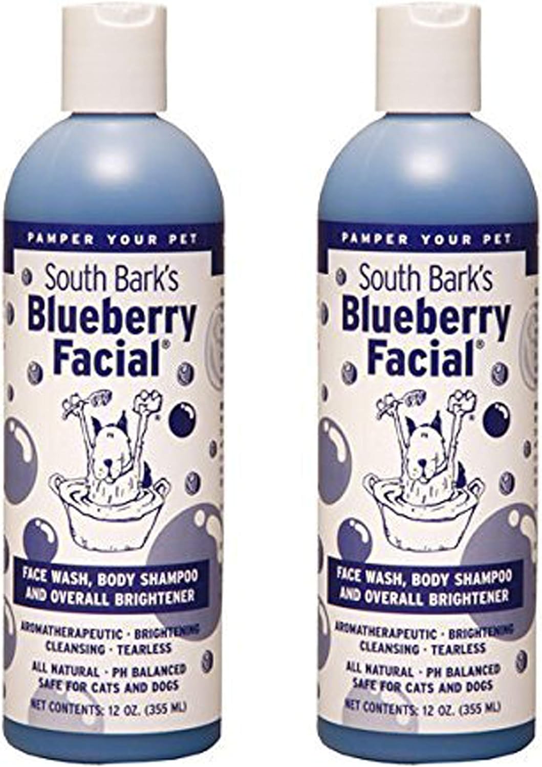 South Bark's - 3 in 1 Blueberry Facial, Shampoo and Brightener for Cats and Dogs - 2 Pack