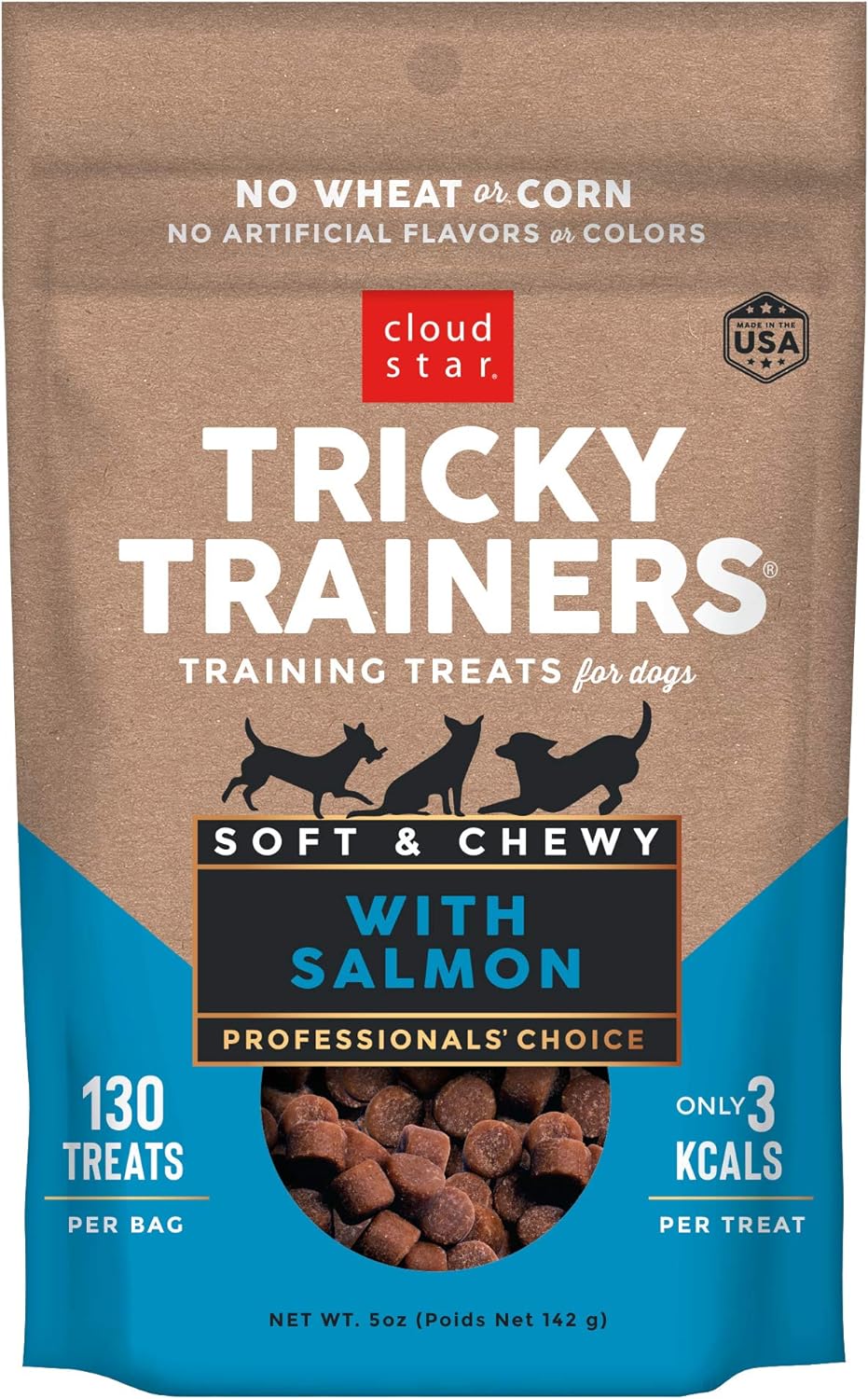 Cloud Star Tricky Trainers Chewy Salmon Flavor Dog Training Treats-5 oz