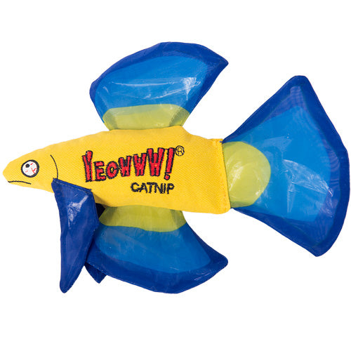 Yeowww! Mo Betta Fish Catnip Filled Cat Toy - Blue