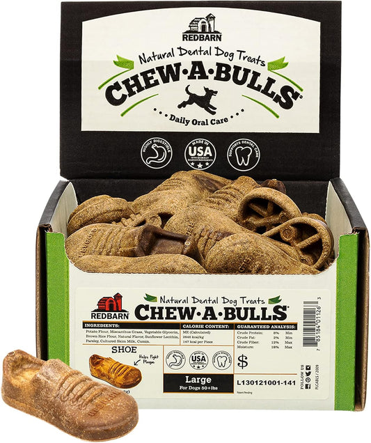 Redbarn Pet Products Chew-A-Bulls Shoe Dental Dog Treats Large